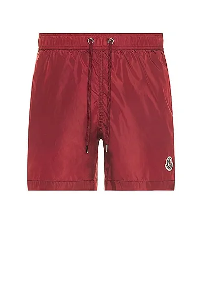 Moncler Swim Short In Soft Burgundy