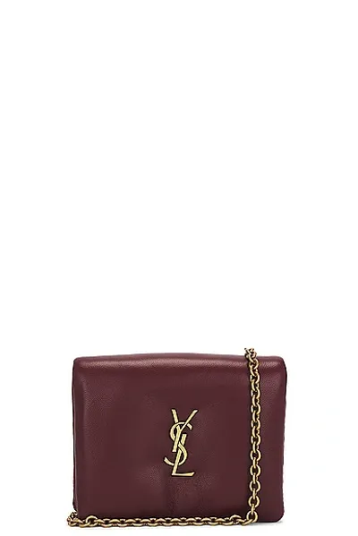 Saint Laurent Calypso Card Case On Chain Bag In Burgundy