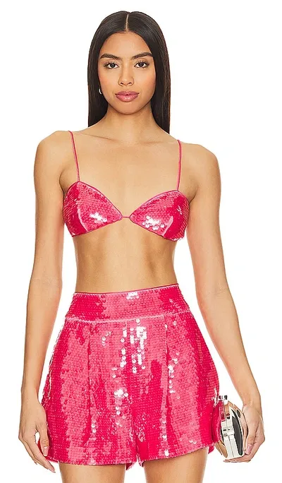 Susana Monaco Sequin String Bikini Top In Coral