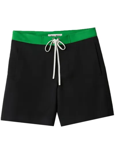 Miu Miu Drawstring-fastening Satin Shorts In Black  