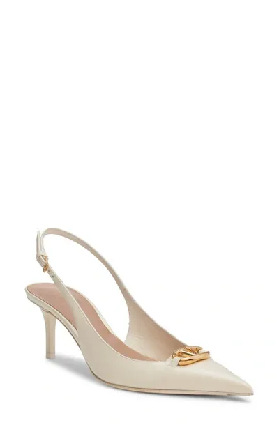 Valentino Garavani Vlogo Moon Pointed Toe Slingback Pump In Weiss