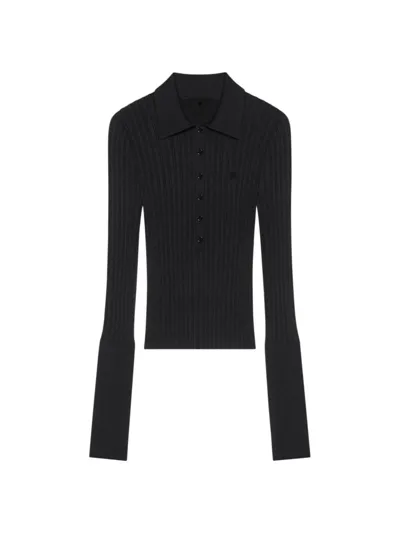 Givenchy Polo Sweater In Wool With 4g Detail In Black