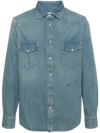 Jacob Cohen Logo-embroidered Denim Shirt In Blue