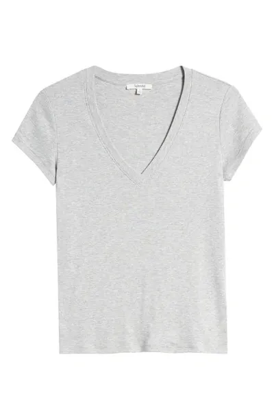 Splendid V-neck Cotton Blend T-shirt In Heather Gray