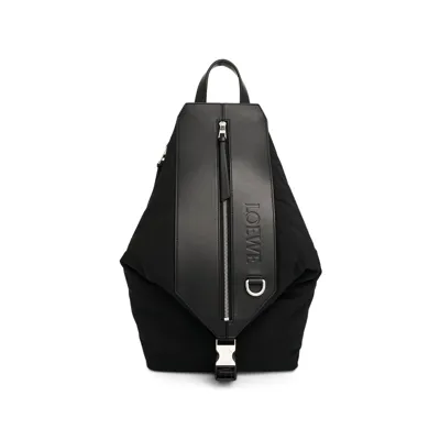 Loewe Logo-embossed Leather Backpack In Black