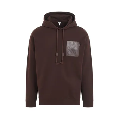 Loewe Anagram Patch Pocket Hoodie In Brown