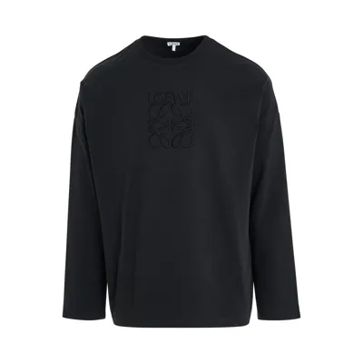 Loewe Anagram Logo Embroidered Long Sleeve T-shirt In Black