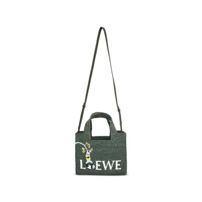 Loewe Suna Fujita Panda Font Tote Small Bag In Burgundy