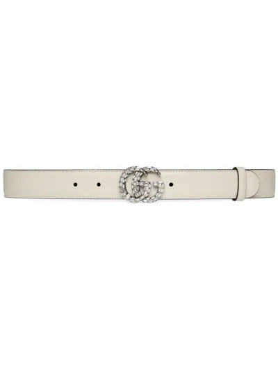 Gucci White Double G Leather Belt