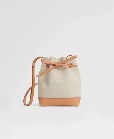 Mansur Gavriel Mini Drawstring Canvas Bucket Bag In Natural