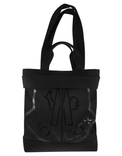 Moncler Cut Logo-print Tote Bag In Black