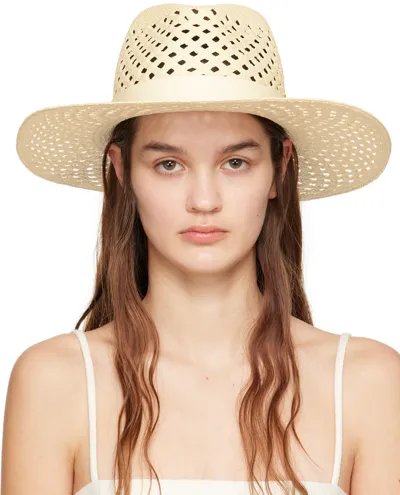 Valentino Garavani Beige Large Brim Vlogo Beach Hat