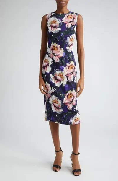 Dolce & Gabbana Floral Cady Midi Dress In Multicolour