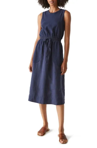 Michael Stars Wilhelmina Mixed Fabric Midi Dress In Nocturnal