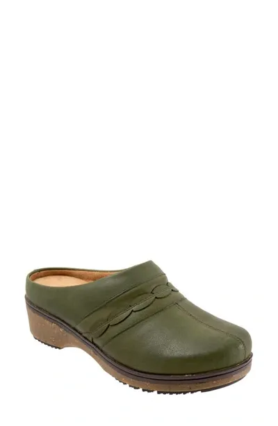 Softwalk Amber 3.0 Womens Leather Slip-on Loafers In Green