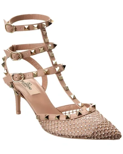 Valentino Garavani Rockstud 65 Embellished Leather Pumps In Pink