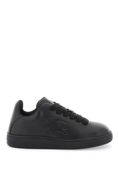 Burberry Ekd Logo-embossed Leather Sneakers In Black