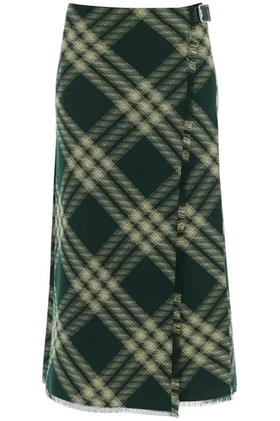 Burberry Check Printed Frayed In Multicolor