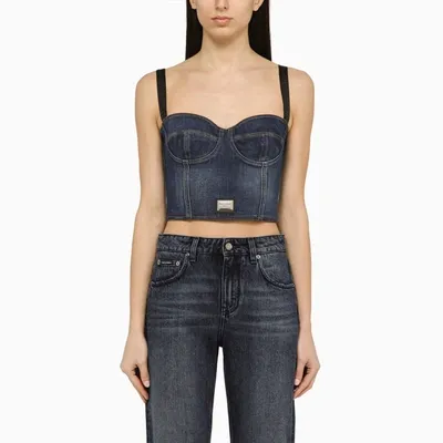 Dolce & Gabbana Dolce&gabbana Cotton Denim Bustier Top Women In Blue