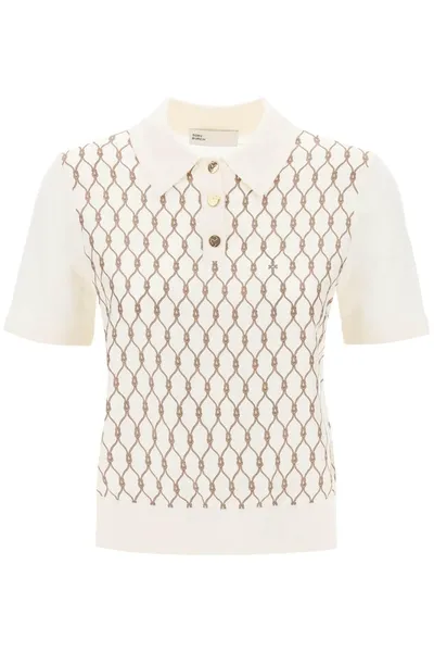 Tory Burch Silk-front Polo In White