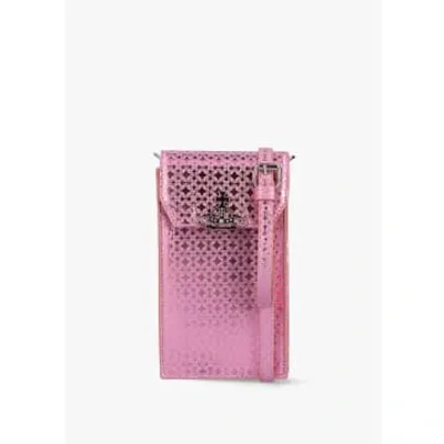 Vivienne Westwood Womens Metal Orborama Leather Phone Case In Pink In Pink Leather