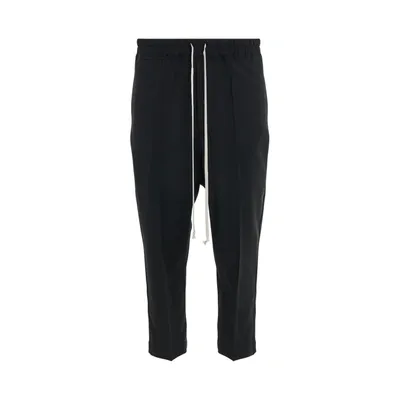 Rick Owens Light Wool Drawstring Astaires Cropped Pants In Schwarz