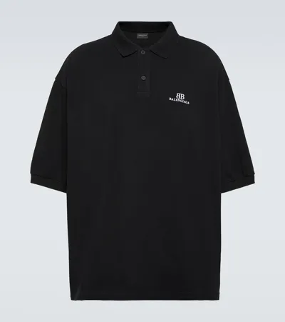 Balenciaga Oversized Cotton Piqué Polo Shirt In Black