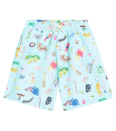 Bobo Choses Kids' Funny Insects Swim Trunks In Aqua Blue