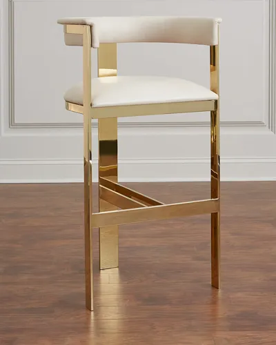 Interlude Home Darla Brass And Leather Counter Stool In Cream