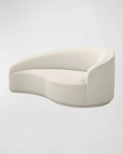 Interlude Home Dana Right Curved Chaise In Faux Linen Pearl