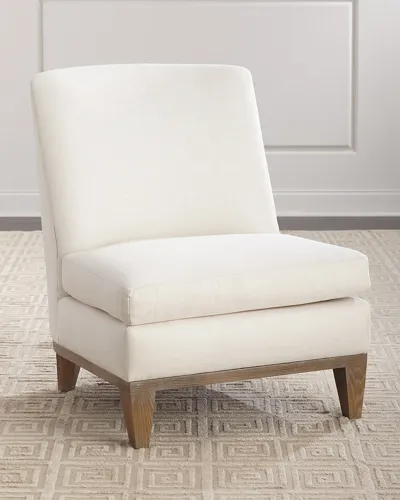 Interlude Home Belinda Chair In Faux Linen Pearl