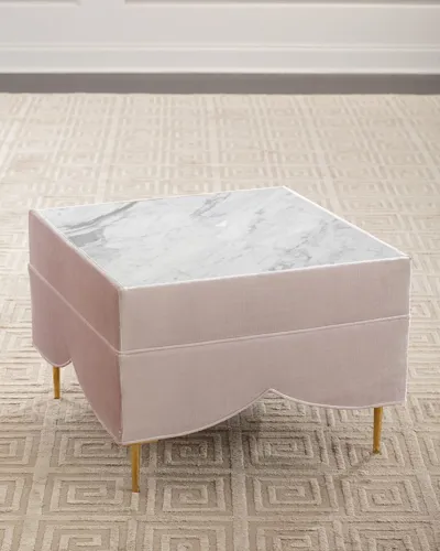 Haute House Valentina Marble Cocktail Ottoman In Blush