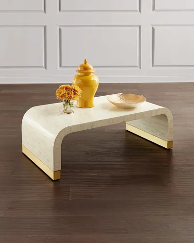 Interlude Home Beacon Coffee Table In Cream/brass