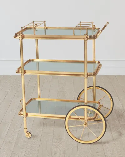 William D Scott Spoke Wheel Bar Cart In Brass