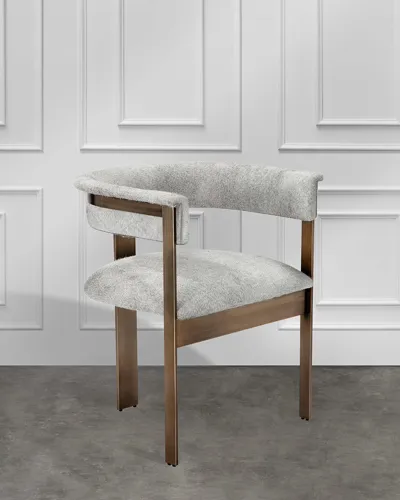 Interlude Home Darcy Hairhide Dining Chair In Grey/bronze