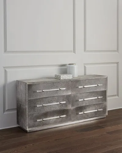 Interlude Home Cassian Hairhide 6-drawer Chest In Natural Grey