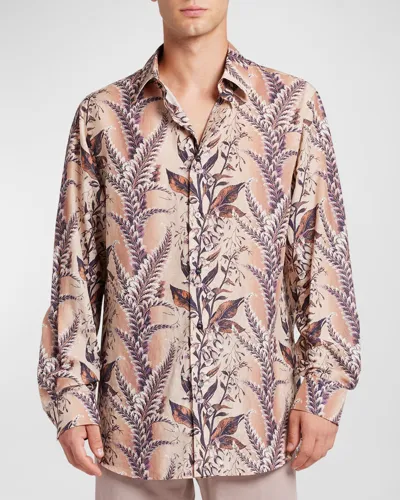 Etro Floral-print Cotton Shirt In Pink