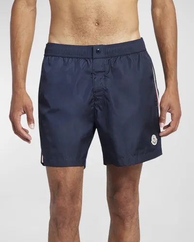 Moncler Men's Classic Side-stripe Swim Shorts In Navy