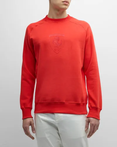 Puma X Ferrari Men's Race Shield Crew Sweatshirt In Red