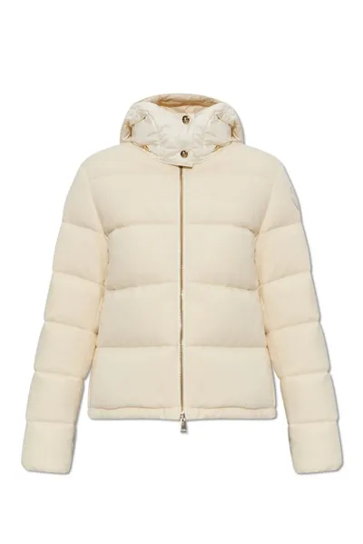 Moncler Arimi Logo Patch Down Jacket In Cream