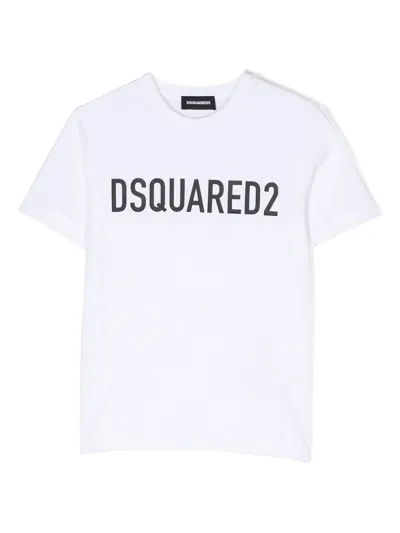 Dsquared2 Kids' Logo-print Short-sleeved T-shirt In White