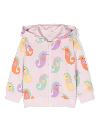 Stella Mccartney Babies' Seahorse-print Cotton Hoodie In Pink