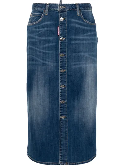 Dsquared2 Med-length Denim Skirt In Black