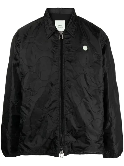 Oamc Logo-patch Padded Jacket In Black