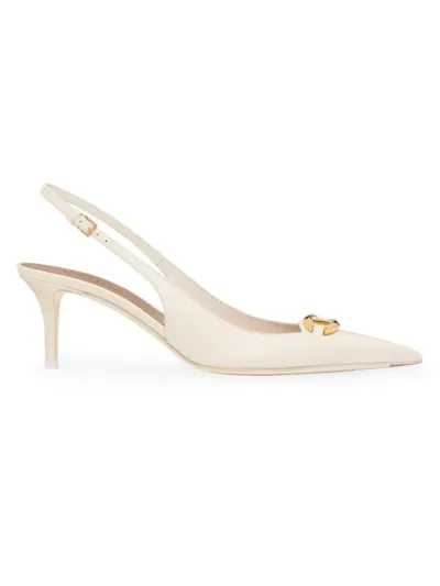 Valentino Garavani Vlogo Moon Pointed Toe Slingback Pump In Ivory