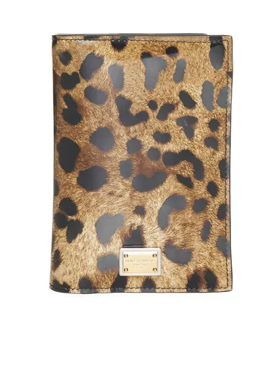 Dolce & Gabbana Dolce&gabbana Leopard Print Leather Passport Wallet