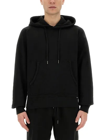 Tom Ford Garment-dyed Cotton-jersey Hoodie In Black