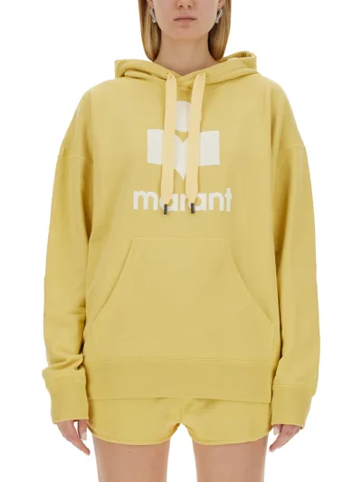 Marant Etoile Mansel Logo-flocked Hoodie In Yellow