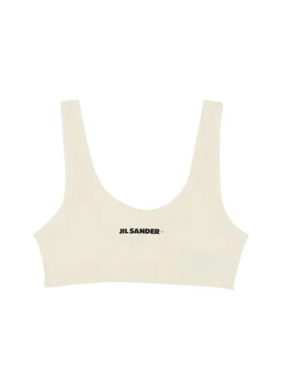 Jil Sander Logo-print Bikini Top In Ivory