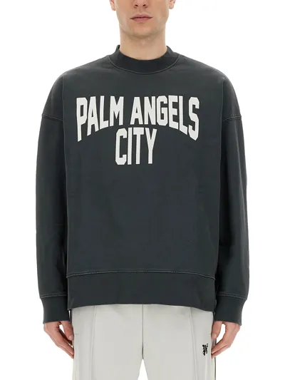 Palm Angels Sweatshirt With Logo In Grey